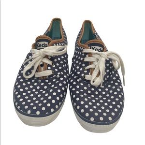 KEDS Women’s Size 9.5 Blue And White Polka Dot Canvas Shoes Casual Lace-Up